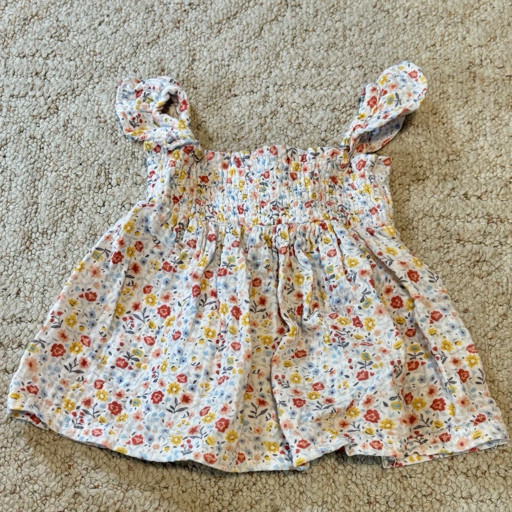 Rabbit + Bear Organic Infant Floral Sundress Size 3-6M Gauze